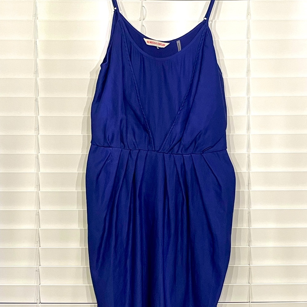 Cobalt blue Rebecca Taylor 100%silk pleated minidress